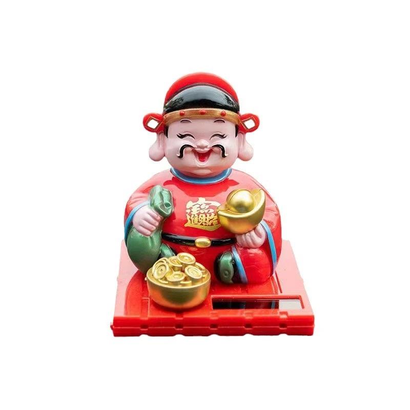 太阳能财神爷摇头如来佛汽车摆件车载招财猫装饰品摇头诵经小和尚