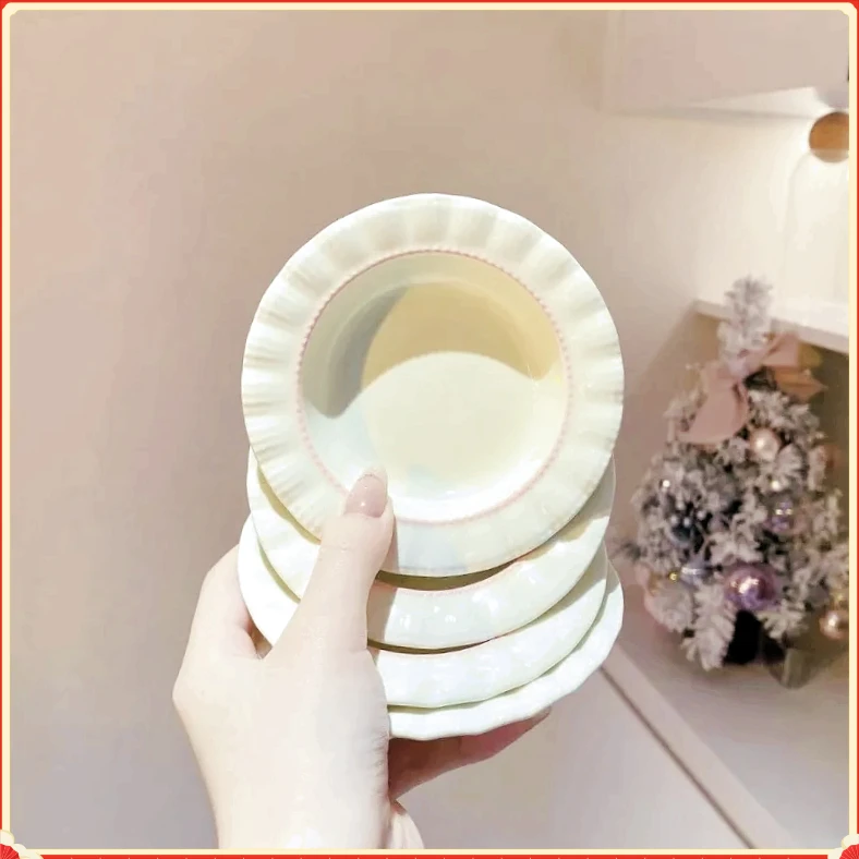 奶油风味碟轻奢陶瓷蘸酱HDJP咸菜碟调料吐骨碟子火锅小吃碟【龙行】