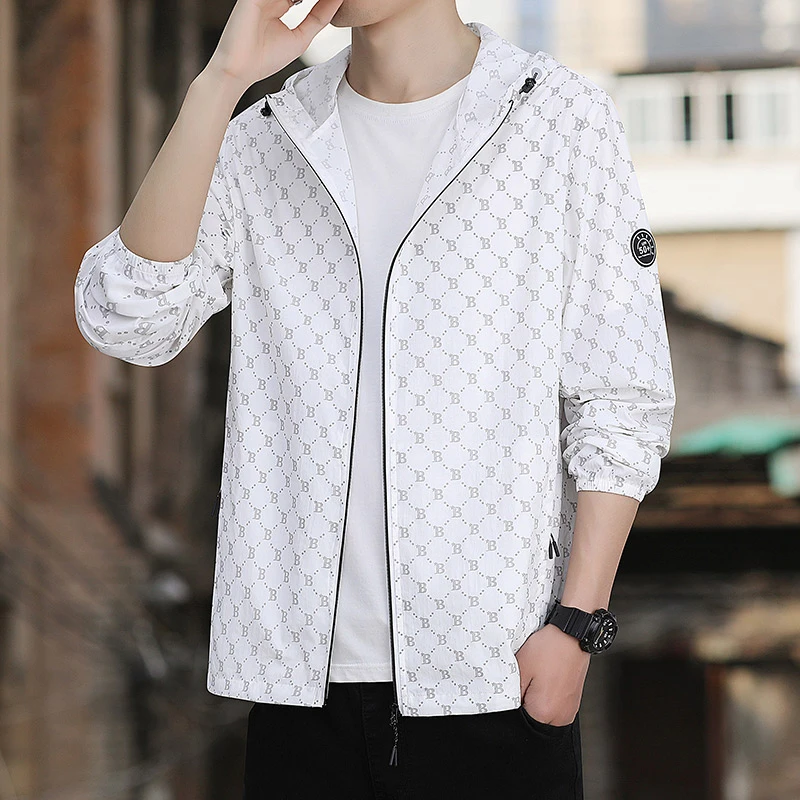 冰丝防晒衣男士夏季超薄透气休闲外套户外钓鱼防紫外线连帽防晒服