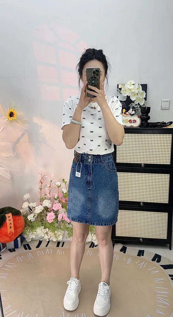 新款显瘦牛仔短裙修身公主风复古A字裙高腰时尚百搭半身裙薄款