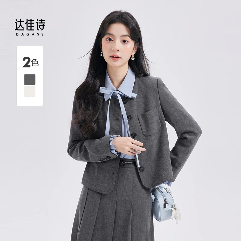 达佳诗/dagass-考研穿搭灰色西装外套女2025新款大学生学院风套装