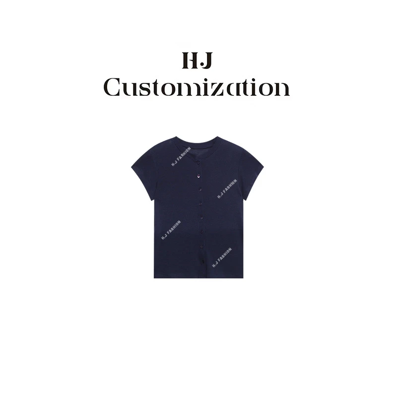 【 H·J 】“欧若风”天丝羊毛圆领短袖开衫3606