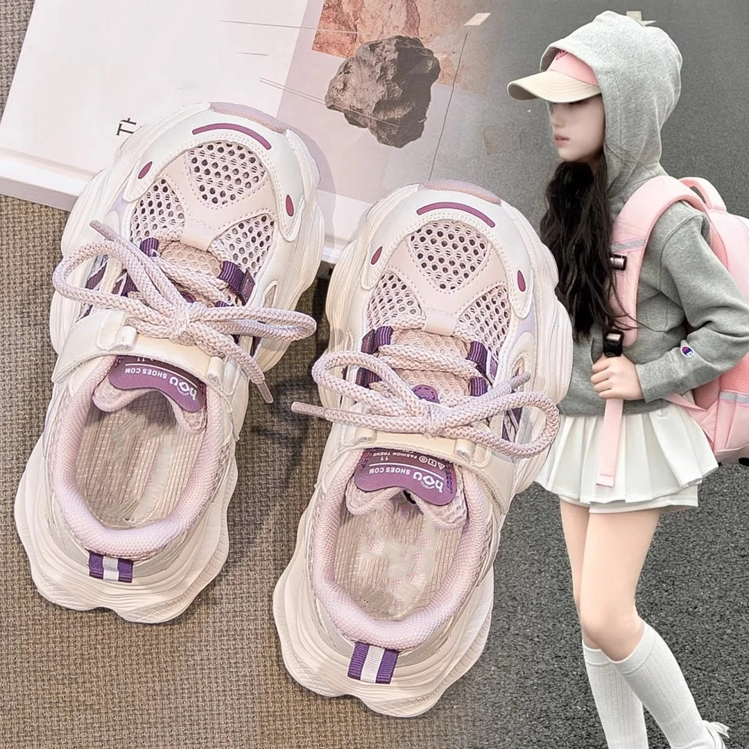 阿童木女童老爹鞋2025新款夏季儿童鞋子夏薄款时尚运动鞋单网透气