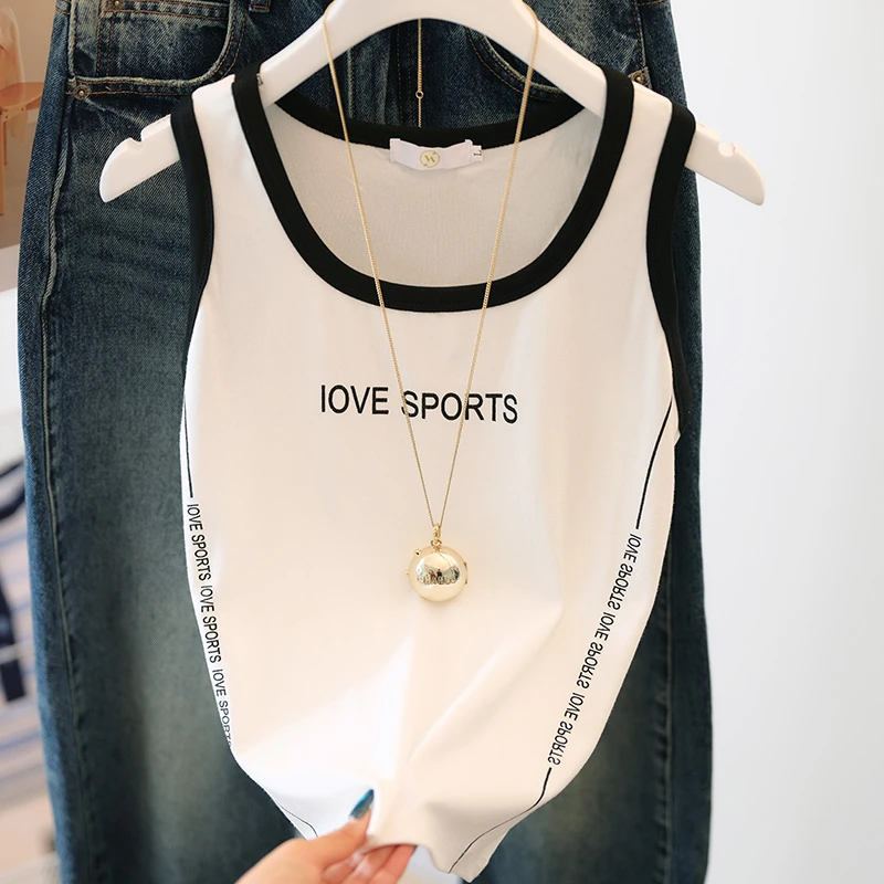 吊带背心女2025夏季新款拼色百搭性感修身无袖上衣内搭外穿