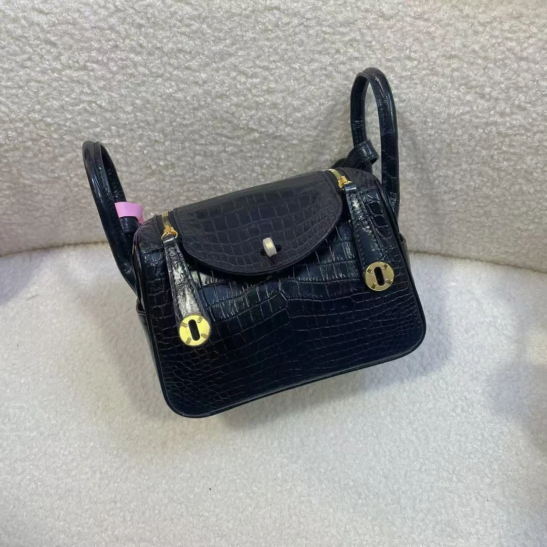 新款时尚好物稀有皮高定轻奢鳄鱼皮19琳迪百搭单肩斜跨手提包