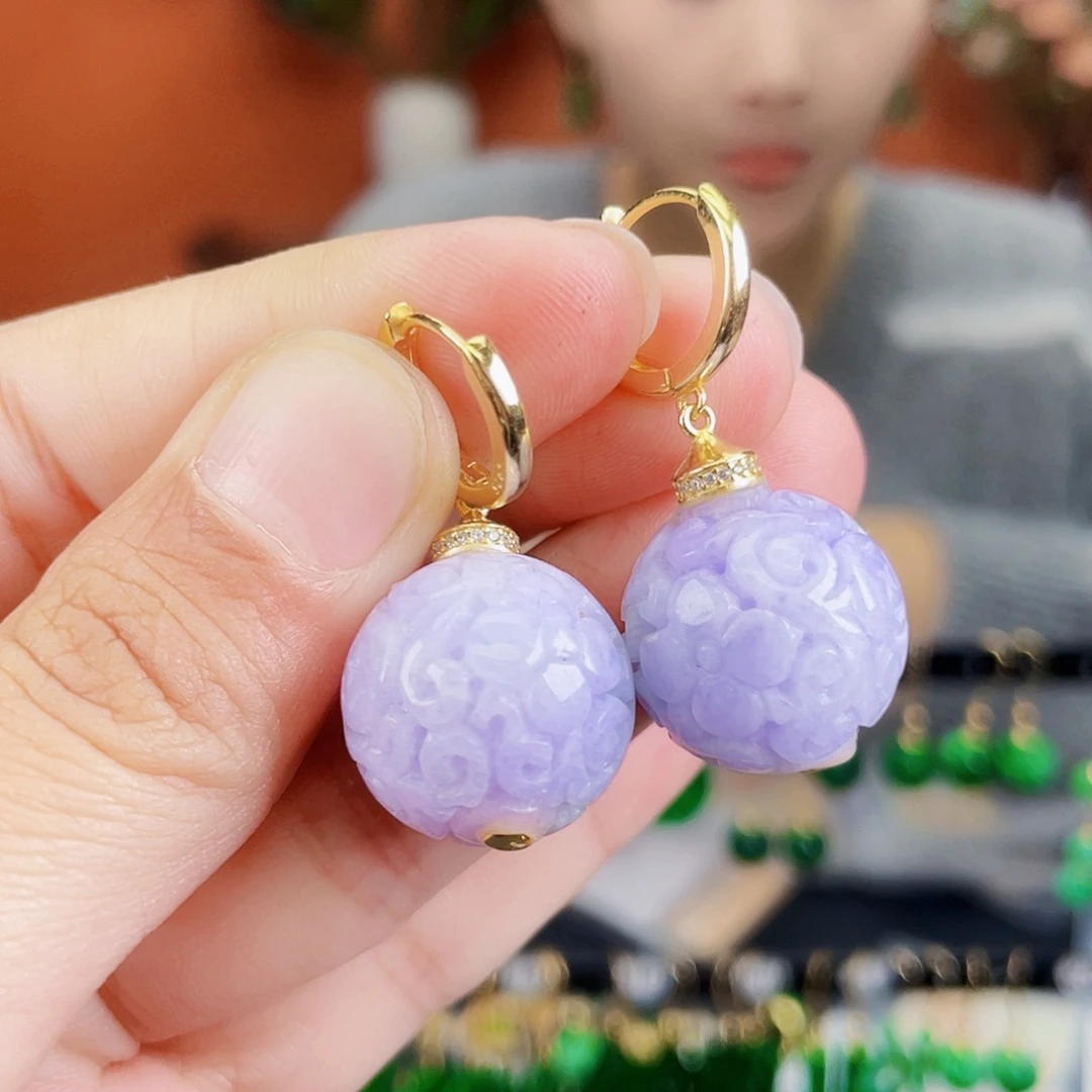 翡翠银S925镶嵌耳饰