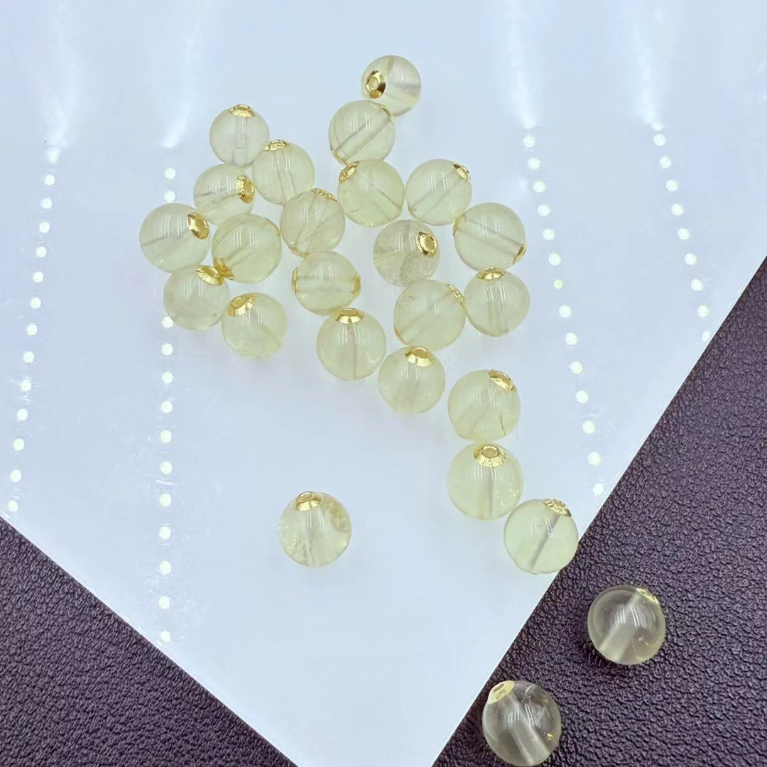 「戴琴珠宝」FR6033-2个黄水晶7mm左右18K镶嵌单珠（多样性发其一）