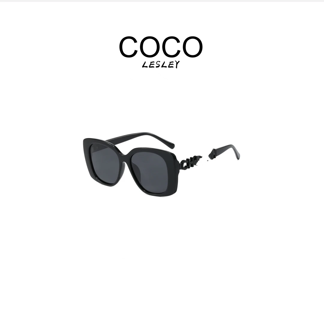 【COCO LESELY】新款时尚高级感男女小香风墨镜太阳眼镜黑色框6047