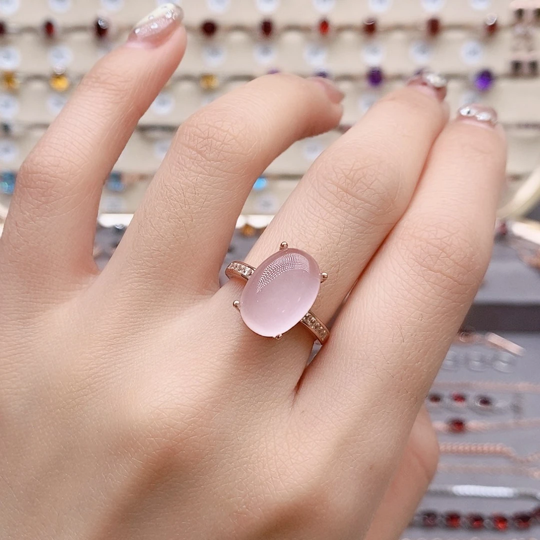 芙蓉石戒指银S925镶嵌戒指