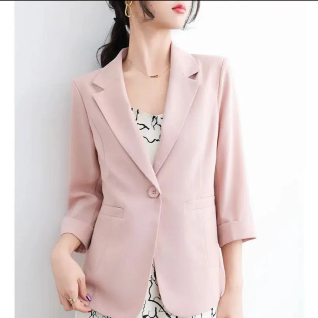 夏季薄款女士小西装外套气质修身减龄简约显瘦休闲百搭西服上衣