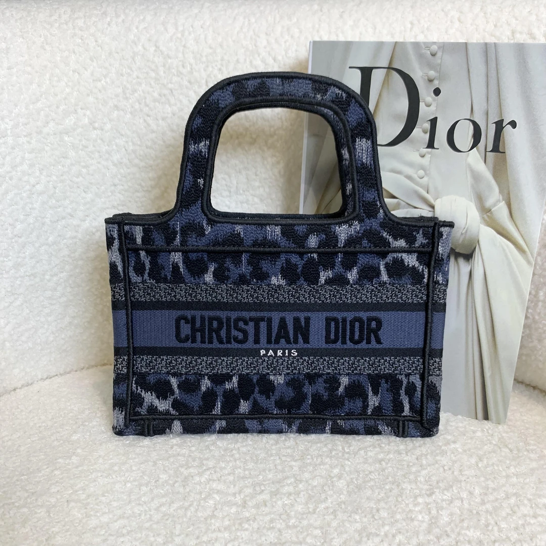 99新 DIOR/迪奥 壹臻/蓝黑豹纹mini tote 91763241
