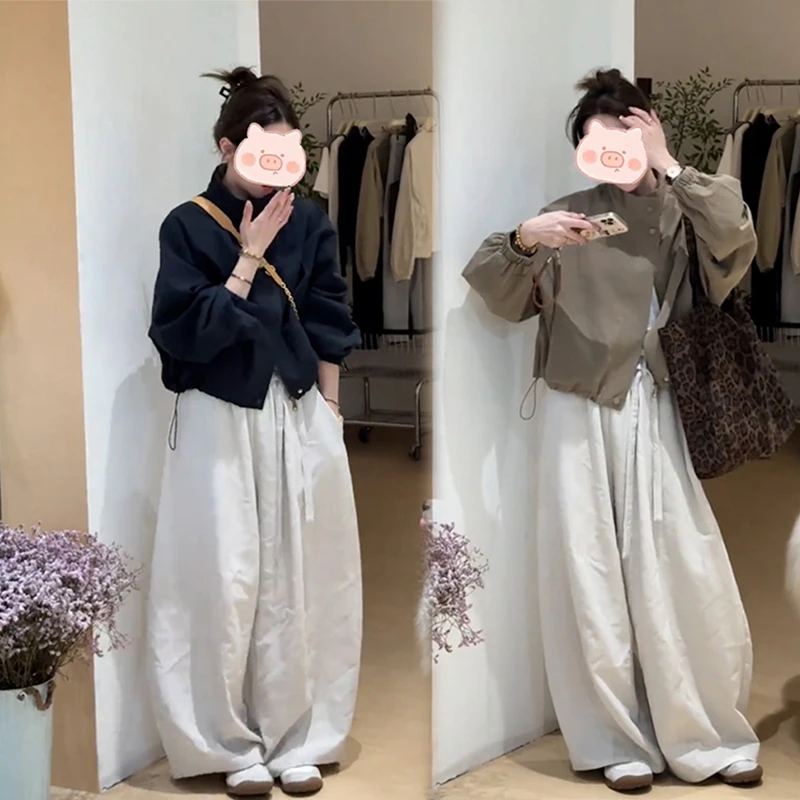 小个子短款工装夹克外套女秋季2025年新款韩版宽松学生上衣两件套