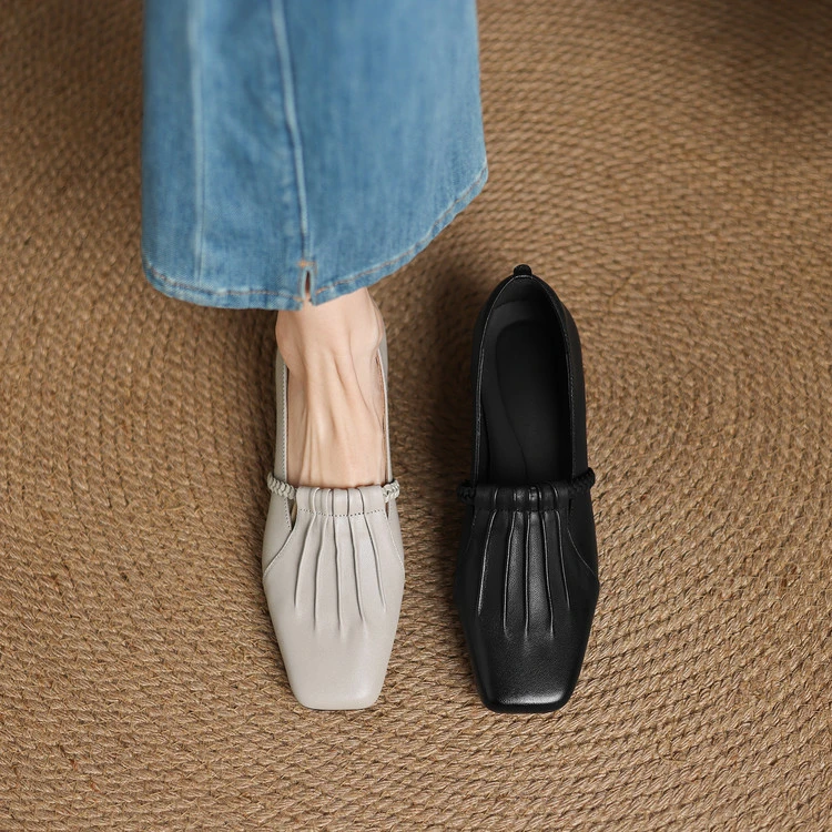 3cm 英伦风复古百搭粗跟单鞋春秋通勤休闲简约风舒适软底时尚单鞋