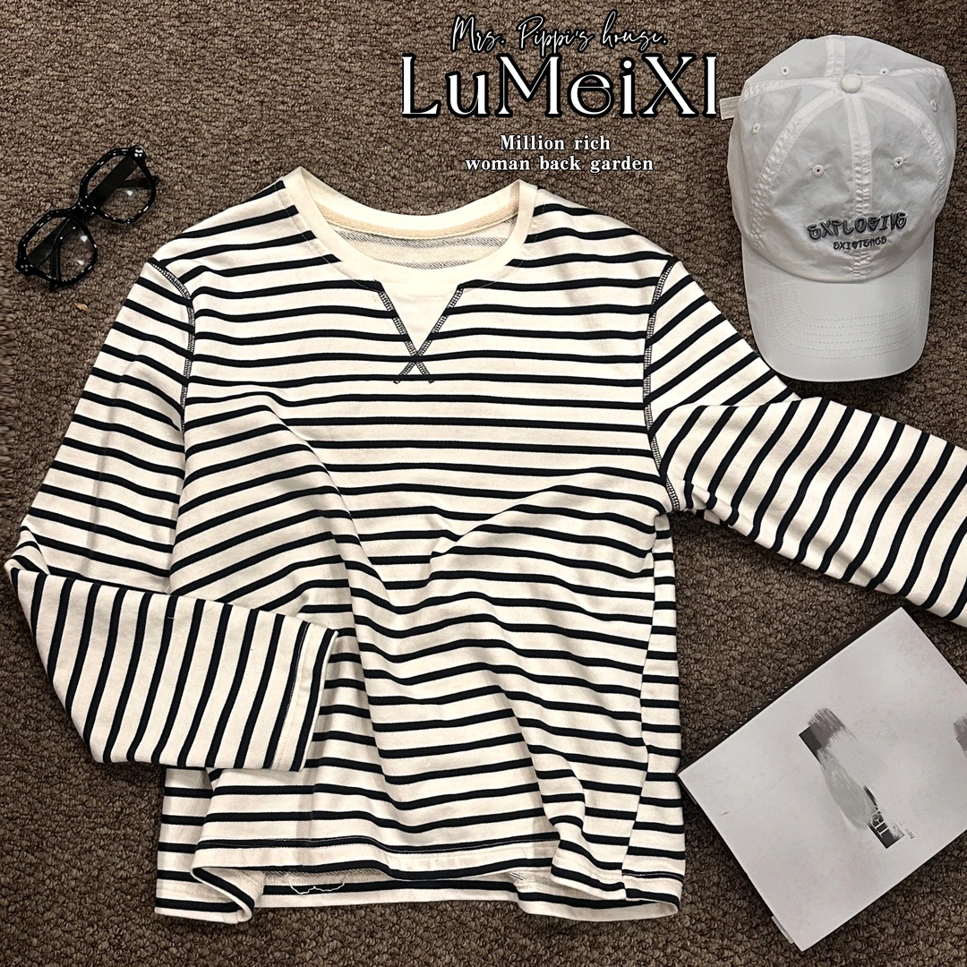 LMXPPJ【斑马纹力】显瘦T恤休闲经典条纹圆领百搭纯棉T恤MX6197C