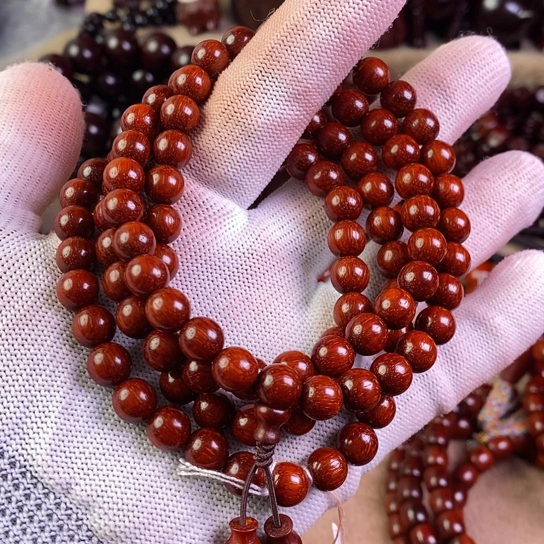 小叶紫檀手串/手链?****?无胶无蜡8高油密