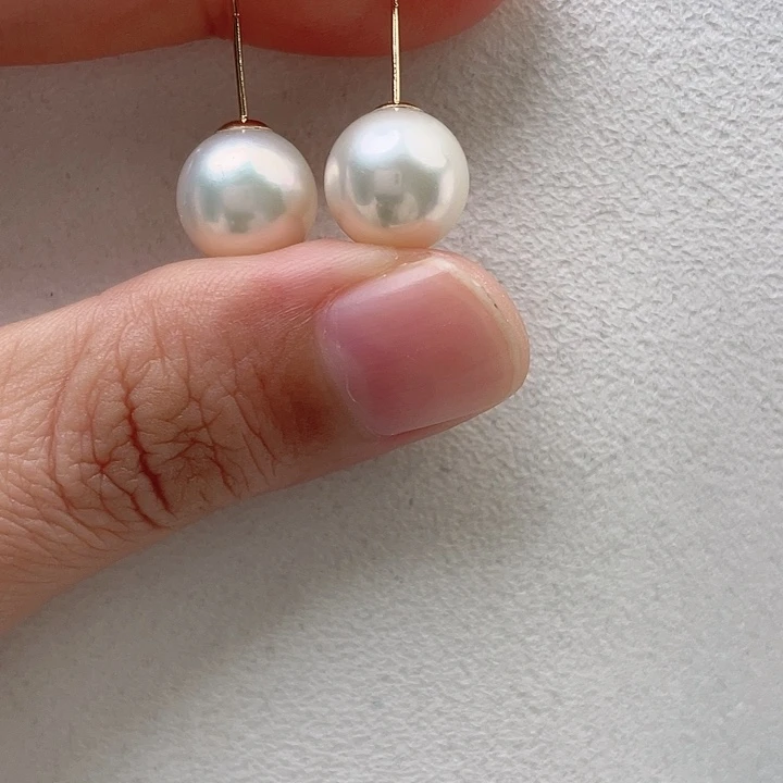 18K金镶嵌淡水珍珠耳饰10-11