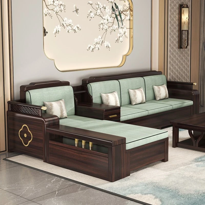 新疆西藏包邮中式实木沙发紫金檀木客厅茶几简约组合贵妃沙发组合