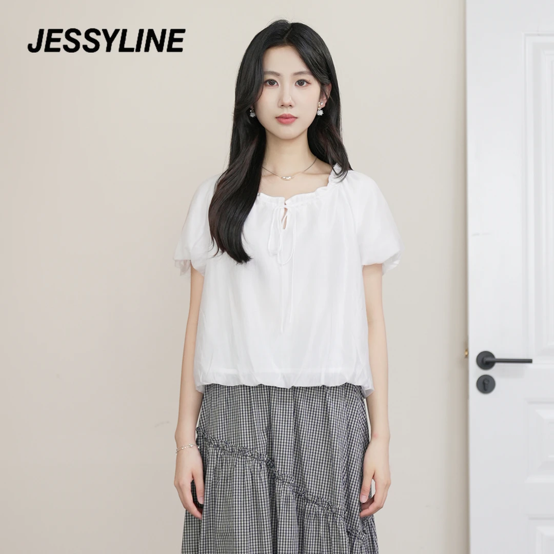 jessyline 2025夏季新款 杰茜莱简约衬衫短袖小衫恋夏风夏天穿搭