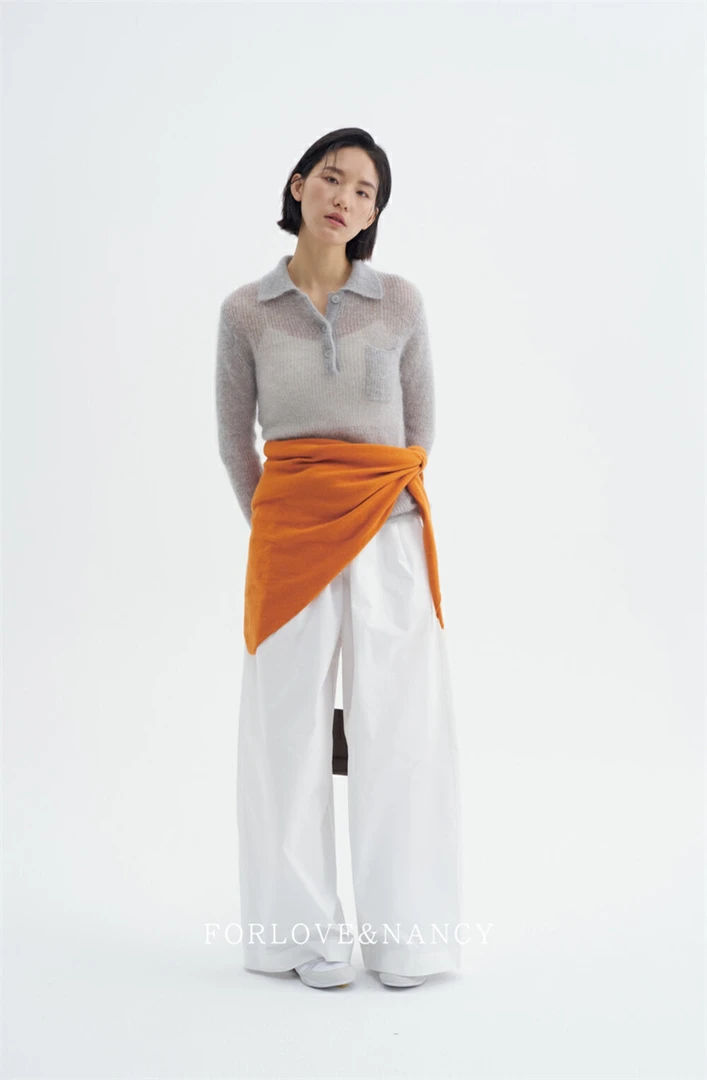 11310 上新韩版简约松紧腰显瘦百搭小木耳设计感直筒松弛感休闲裤