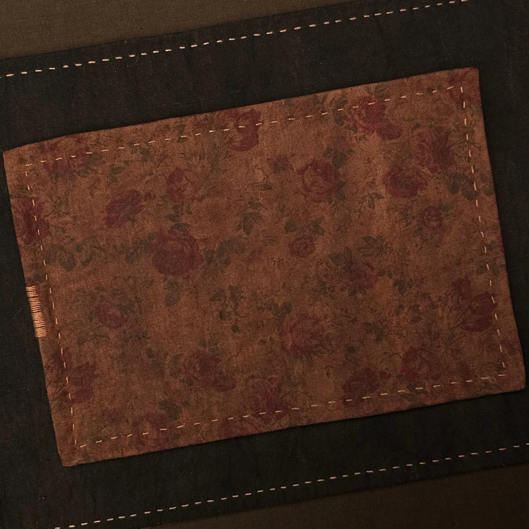 熙熙手作｜柿染双面复古玫瑰茶席20*30