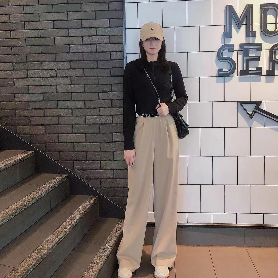 阿家正品活动瑕疵高腰松紧阔腿百搭巴黎裤 5100265-253873-001