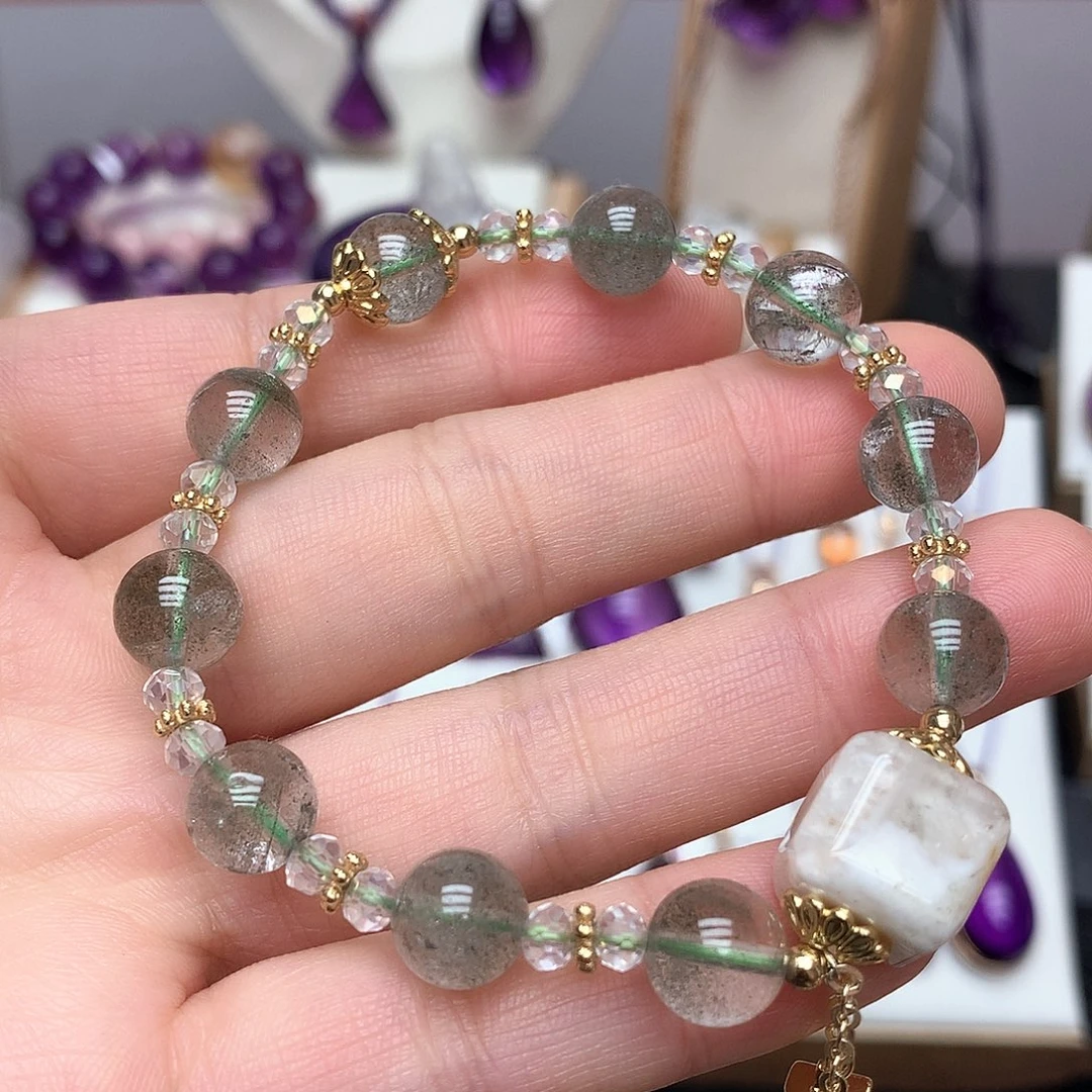 珠宝半成品水晶未镶嵌L 绿幽灵手串