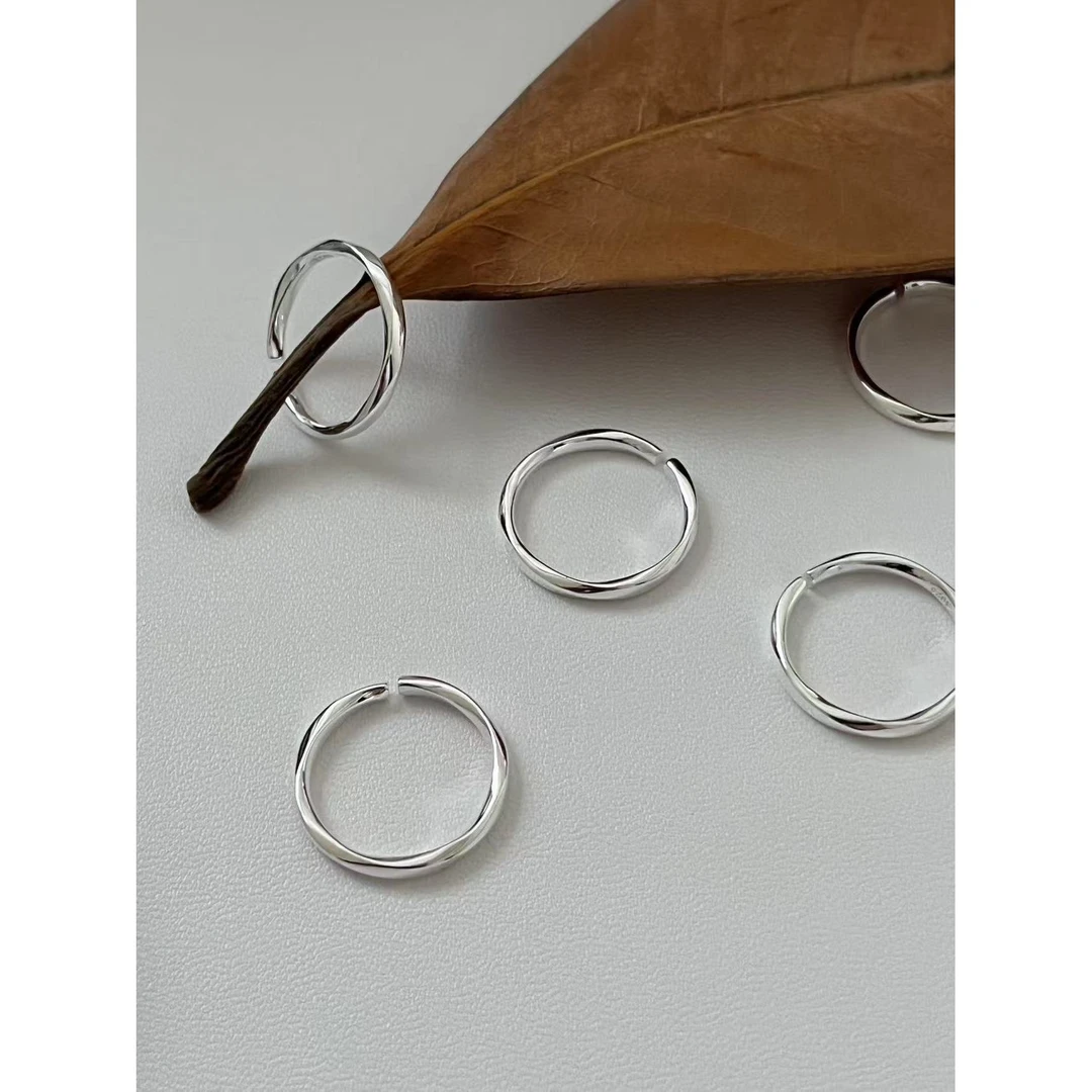 925银亚克力戒指 L-E852#极简百搭ins不规则叠戴开口戒指