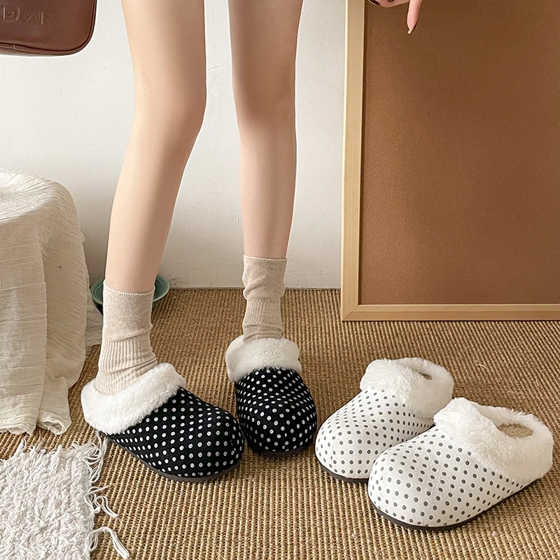 白色复古厚底加绒毛毛拖鞋女外穿2025新款冬季加厚保暖勃肯棉拖鞋