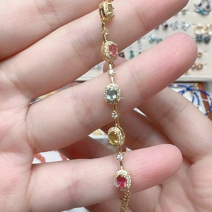 碧玺手链银S925镶嵌手链602
