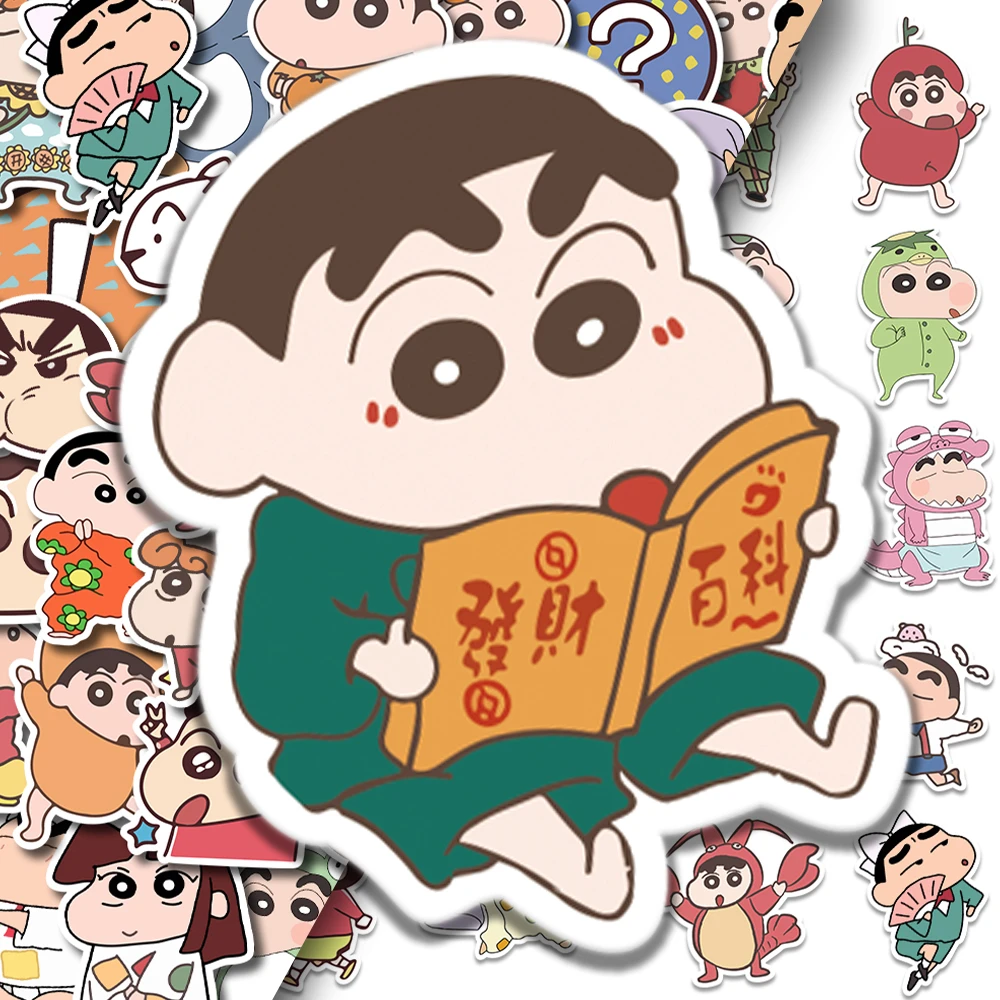 100张卡通可爱蜡笔小新贴纸手机滑板笔记本电脑ipad水杯手账装饰