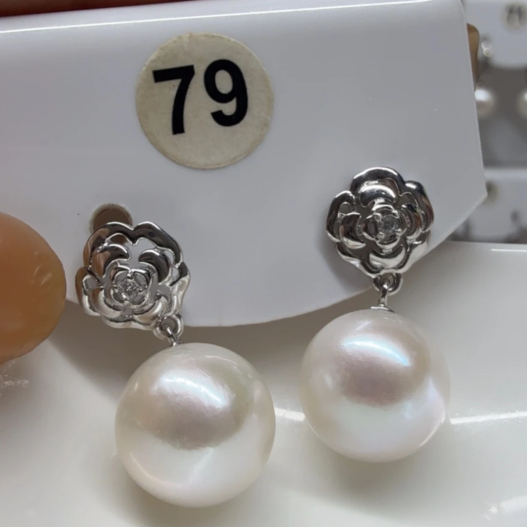 懒***顾银S925镶嵌耳饰淡水珍珠珍珠