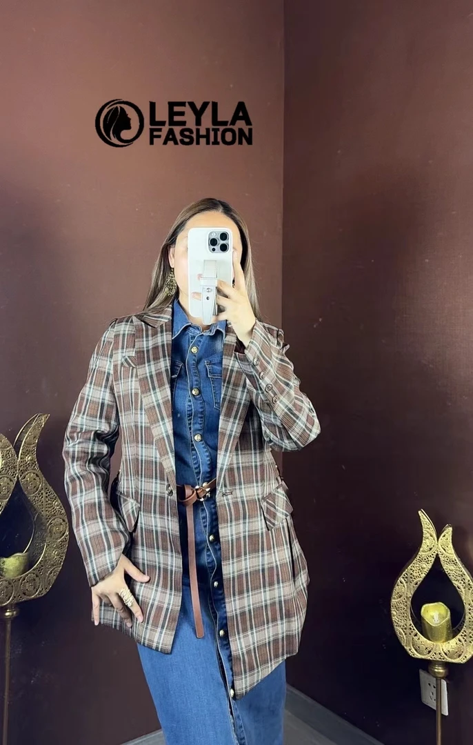 时尚高端女格格子外套