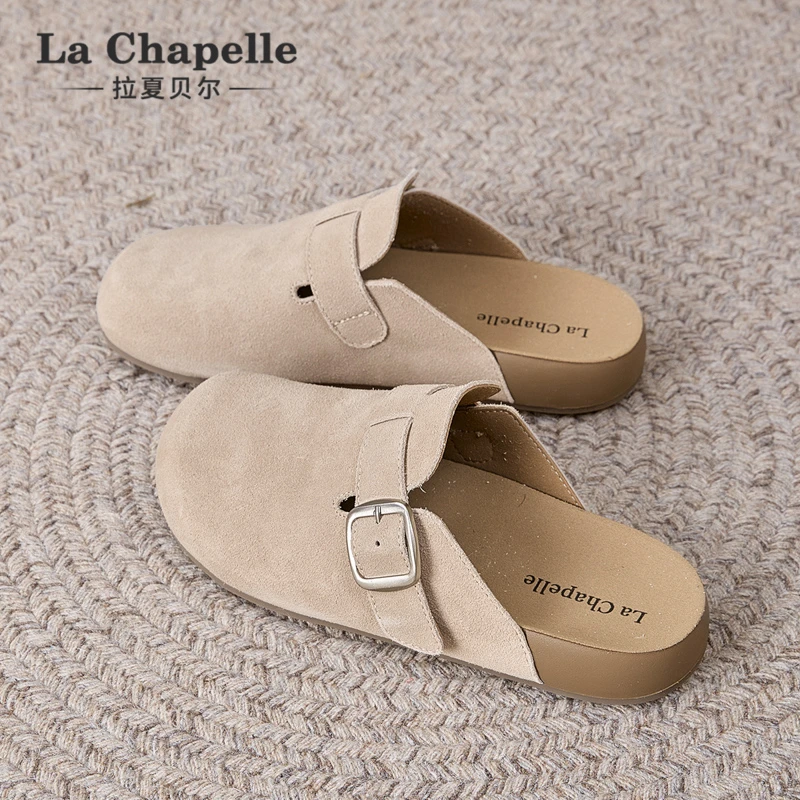 拉夏贝尔夏季拖鞋网红软底防滑包头拖平底复古风半拖勃肯百搭舒适