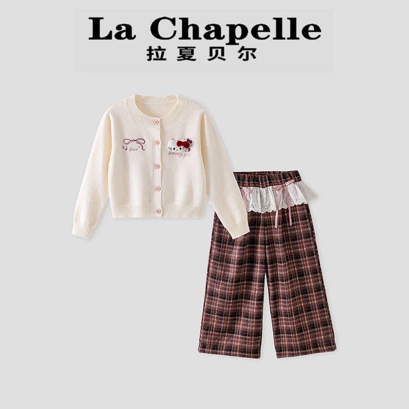La Chapelle【拉夏贝尔】秋季时尚儿童卡通刺绣针织两件套LA1553