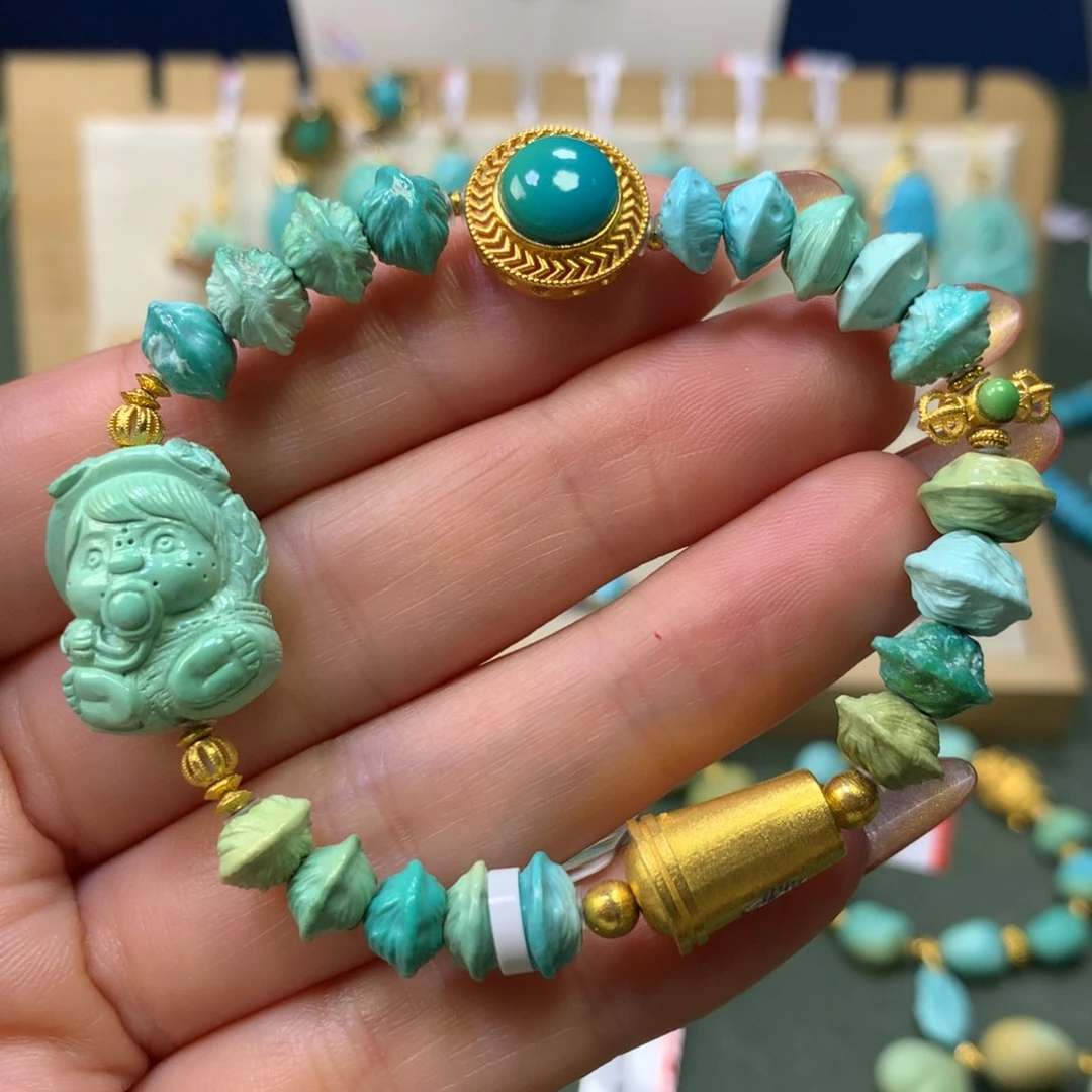 绿松石手链18K金镶嵌