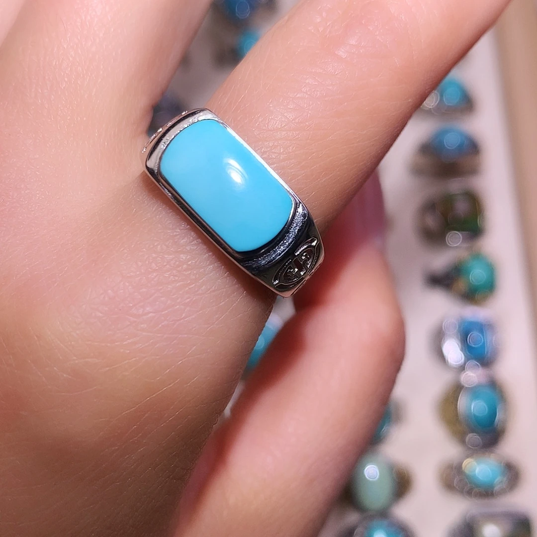 绿松石银S925镶嵌戒指