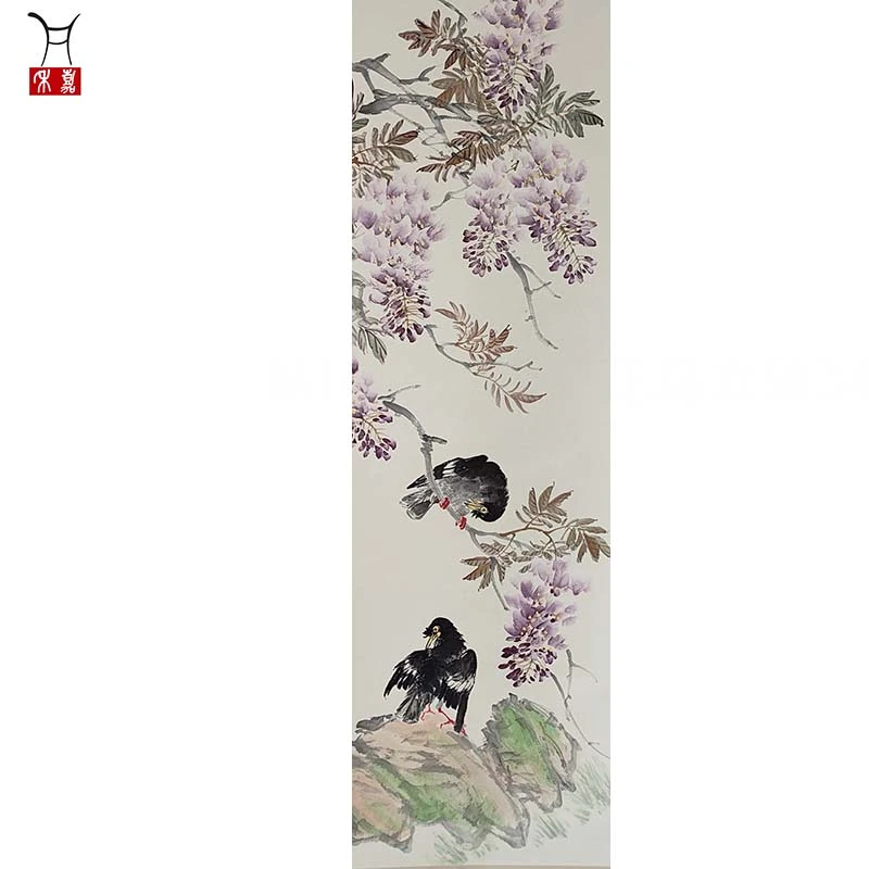 M1030花鸟立轴34x95/2.9平尺