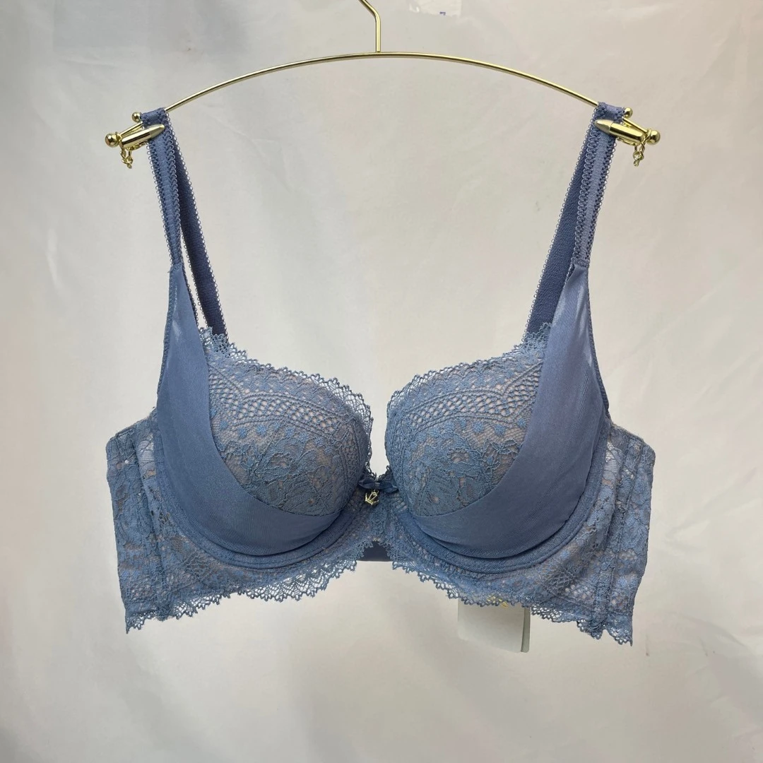 A12-黛**蕾丝有钢圈小胸聚拢显大文胸蝴蝶杯16-8687性感调整型