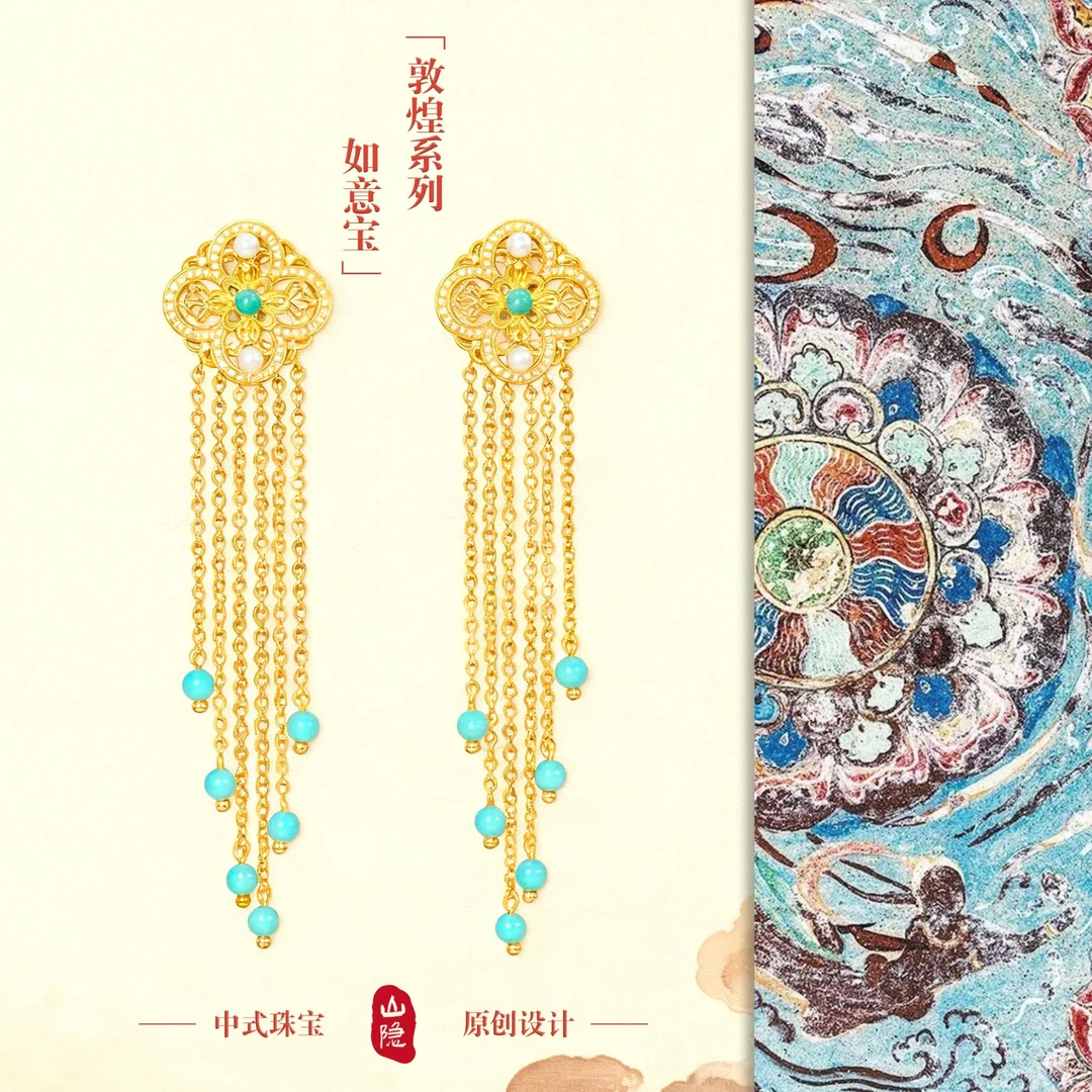 925银耳饰 【如意宝·敦煌】宝相花时尚正品小众新中式古风耳饰耳钉商品图