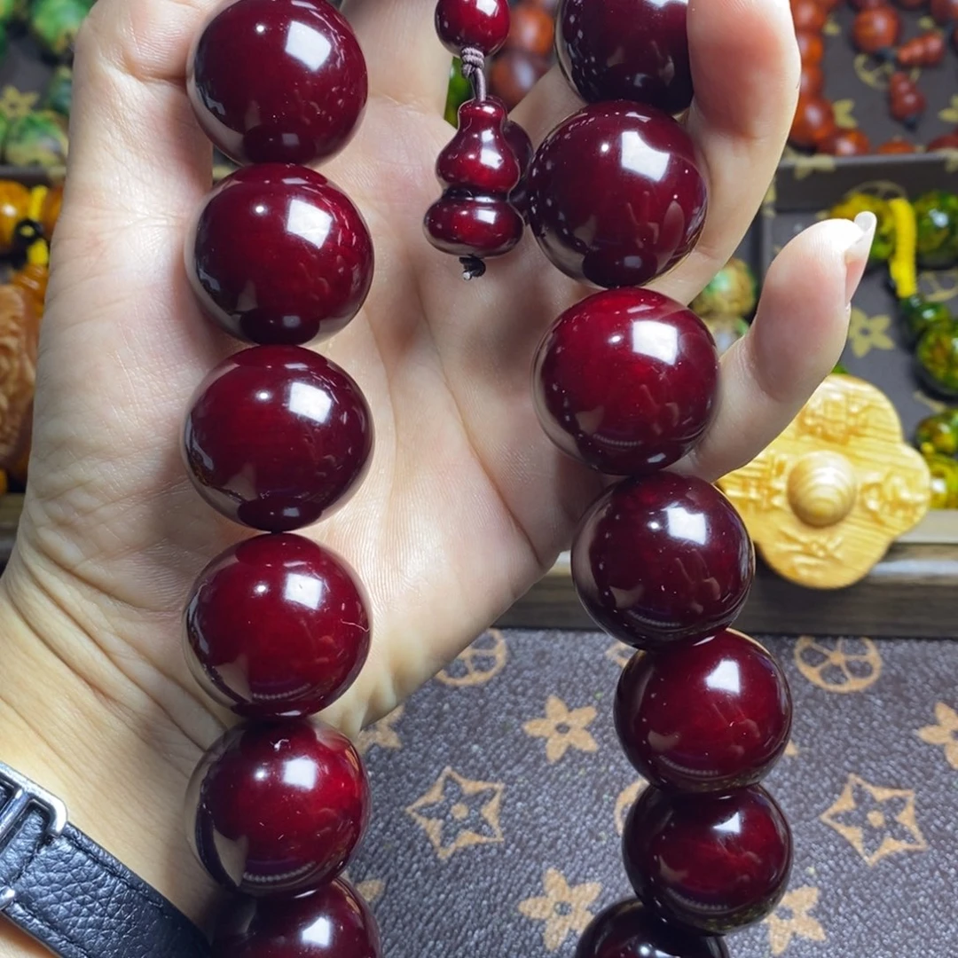 三***虫木质琥珀木2.5尺寸老料紫红油手持