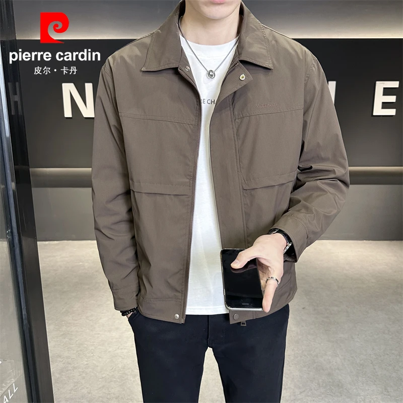 皮尔卡丹春秋款男翻领夹克潮流百搭秋季韩版轻奢时尚休闲外套上衣