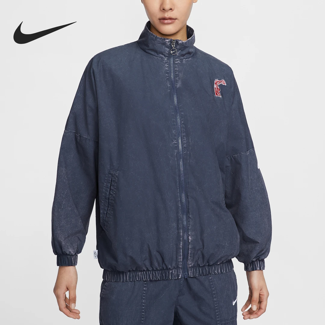 Nike/耐克正品宽松立领女士复古运动开衫夹克外套HF6287-449