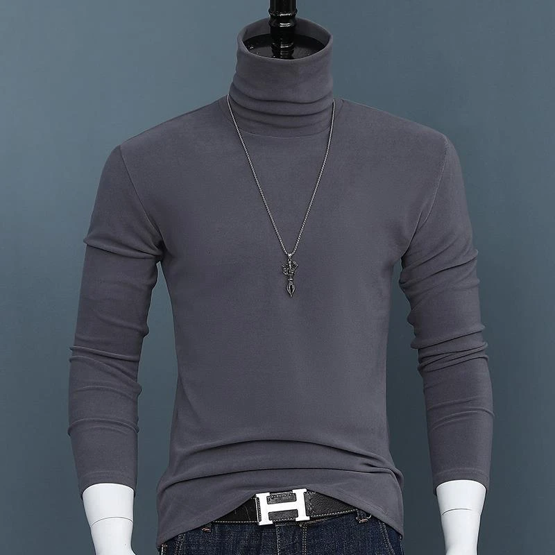 【TQUX官方正品】双面德绒高领长袖打底衫男秋冬简约纯色修身t恤