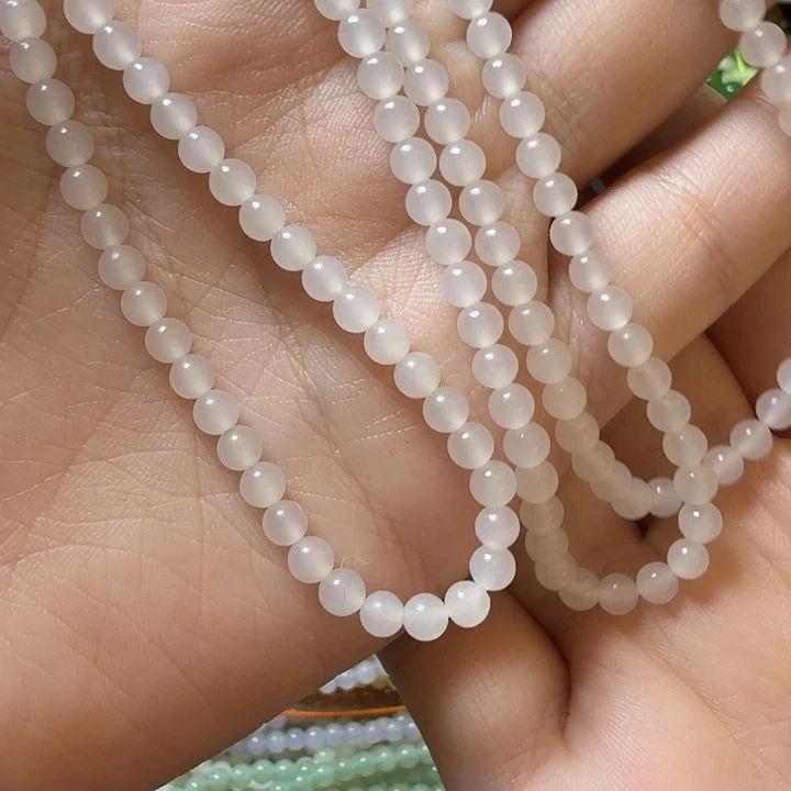 和田玉未镶嵌手链白冰4mm