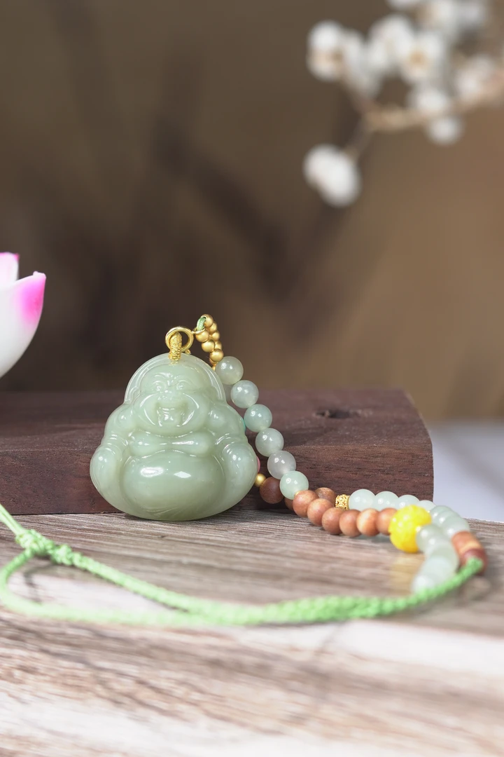 【灵熙专属】天然和田玉金木水火土佛公弥勒佛*多样性发其一