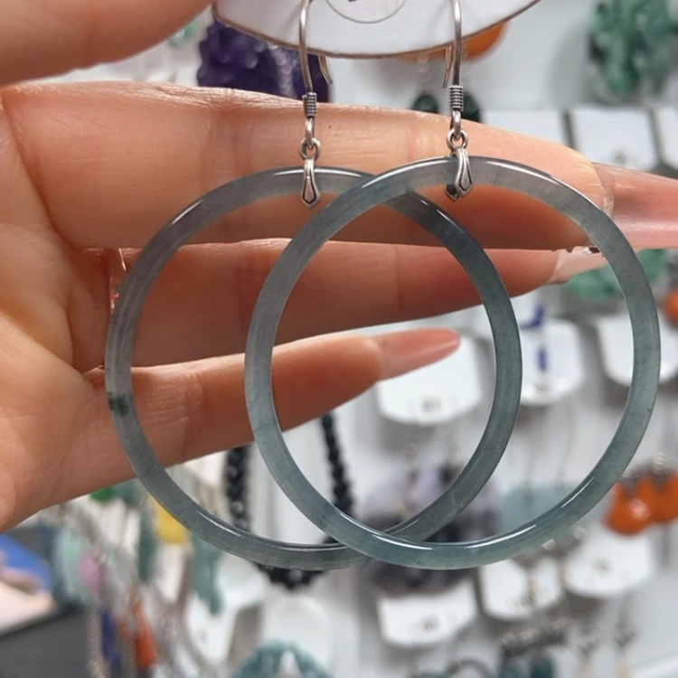 【闪购商品】翡翠耳饰银S925镶嵌耳饰