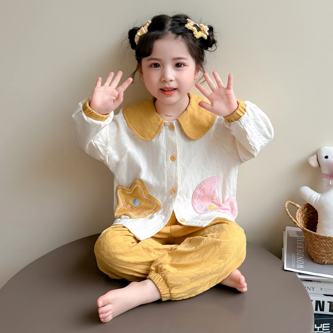 女童睡衣春秋季2025新款小女孩宝宝秋款长袖小童儿童装秋装家居服