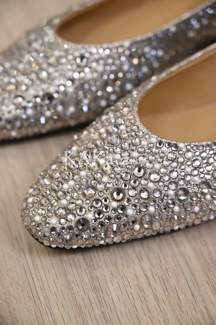 2025卡卡诺亚2033纯色法式一脚蹬浅口薄款单鞋水晶鞋百搭低跟包头