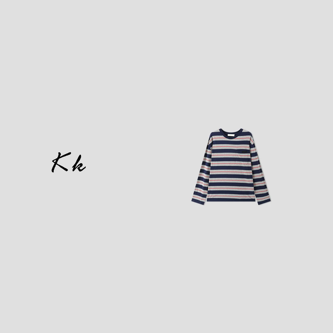KK【素颜条纹】2520525长袖T恤女百搭韩版条纹打底宽松慵懒洋气卫衣