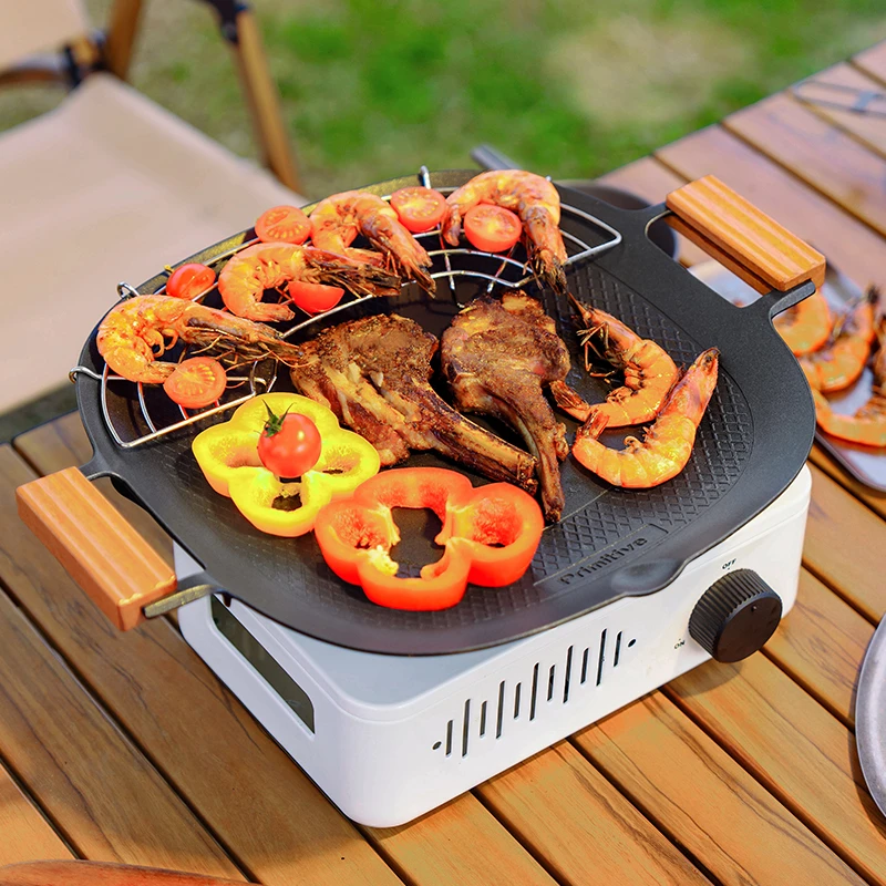 【 原始人酷美烤盘】户外露营卡式炉烤肉煎盘便携式烧烤盘野餐防烫